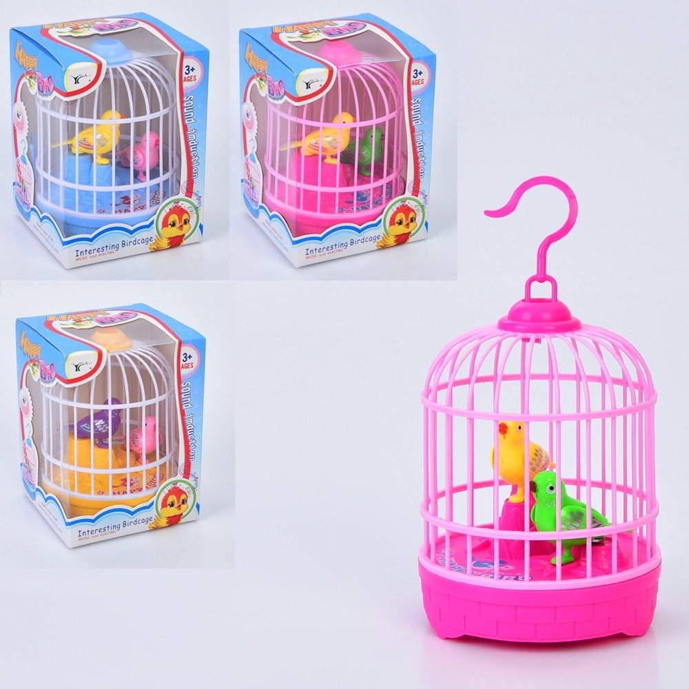 Птах 8501  2 шт., в клітці, гачок, муз.(співає, англ), мікс кольорів, кор., 11-14,5-10 см.