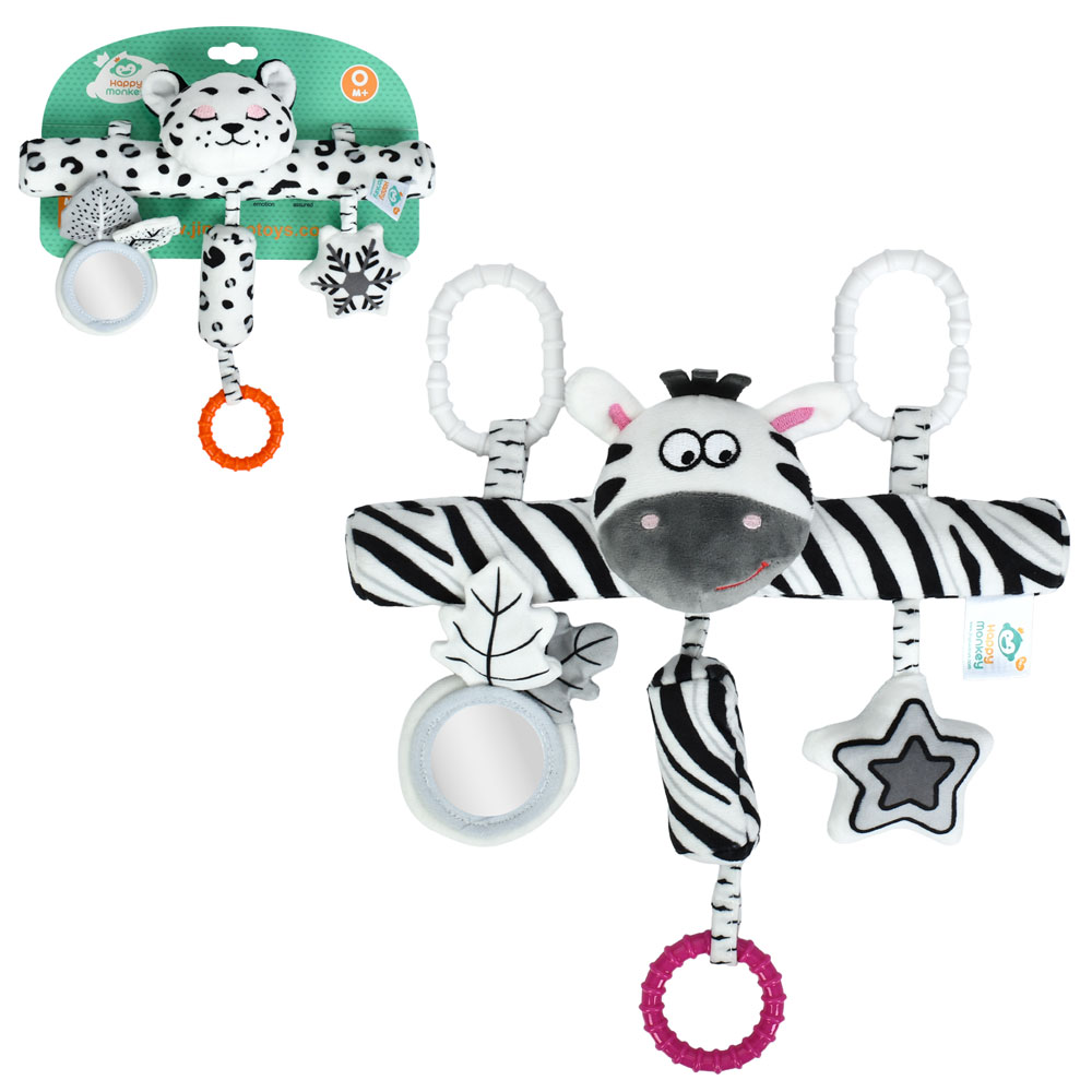 Підвіска HB 0102 AB на коляску/на ліжко,тварина,дзеркало,пискавка,брязкальце,плюш,2види,лист.,19-29