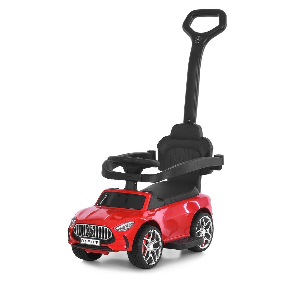 Каталка-толокар M 6255EL-3 бат.ручка, муз, світло, шкіра, підсклянник, MP3, BLUETOOTH, червоний