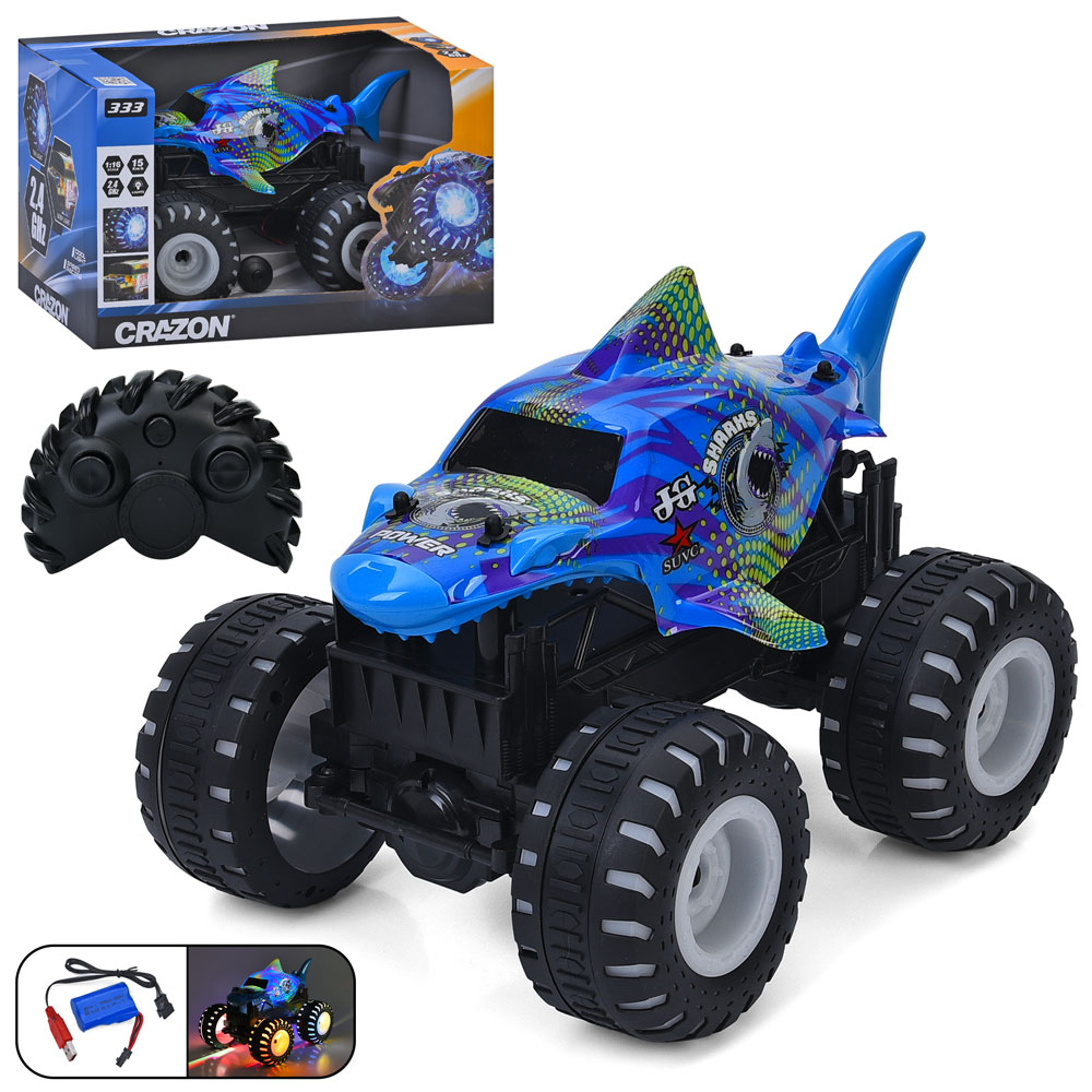 Джип 333-TGL25162B радіокер.2,4G, акум., 1:16, корпус-акула(не б'ється),світло,USB,кор.,36,5-23-24см