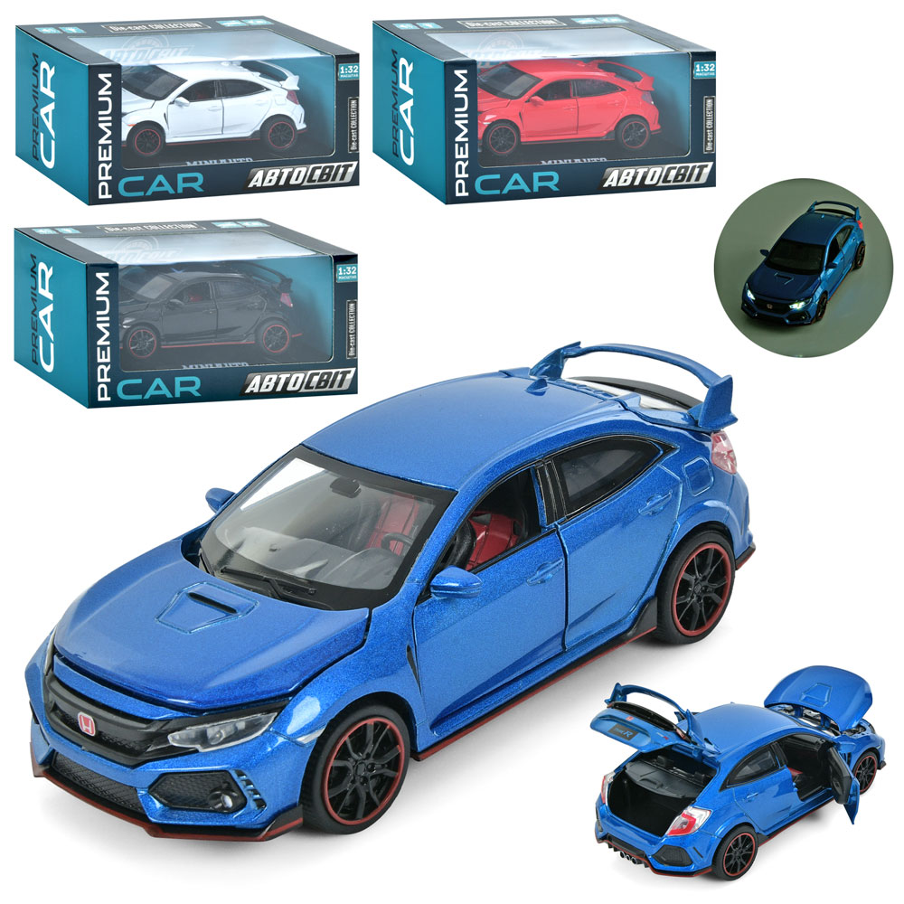 Машина AP-1811 АвтоСвіт,1:32,мет.,інерц.,відчин.двері/багаж./капот,гум.колеса,4кольори,муз.,бат.,кор