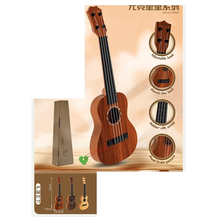 Гітара 601A-1A  54см, 4 струни, медіатор, 3 кольори, кор.,54,5-22,5-6,5см