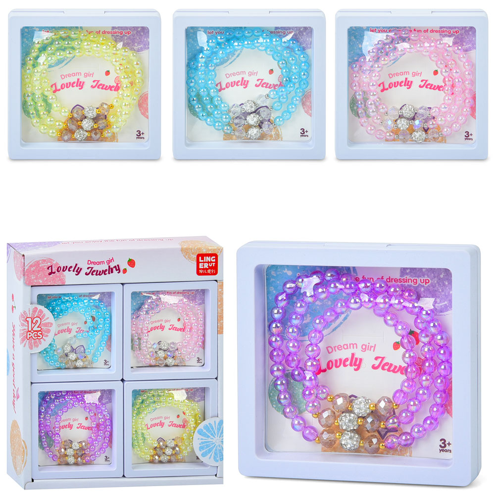 Браслет UT7001D11 намистини, кор., 12 шт. (4 види) в диспл., 19,5-22-6,5 см.