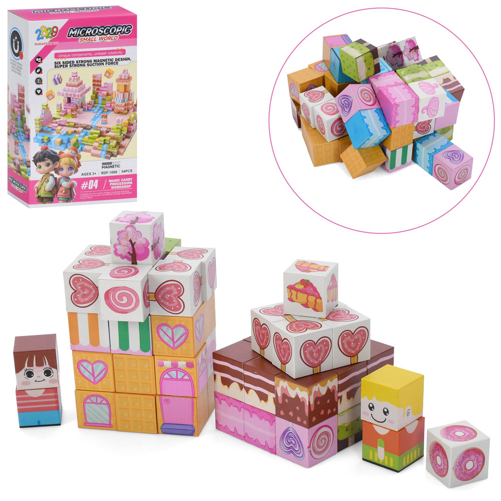 Конструктор RDF-1006  магнітний, куб 2см, 54дет, кор., 15-25-7см