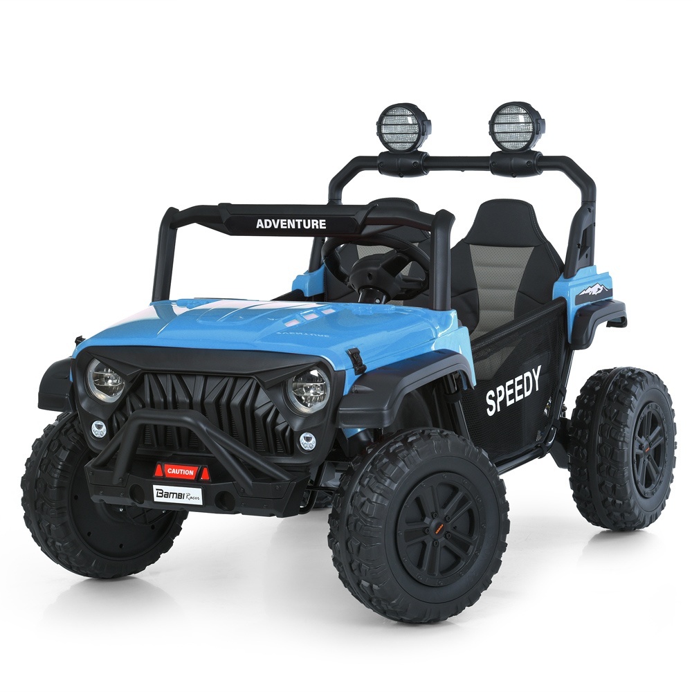 Джип M 6206EBLR-4(24V) 2,4G, 4 мотори 45W, 2 акум.12V7AH, USB, MP3,TF,EVA,BT,шкіра,муз.,світло,синій