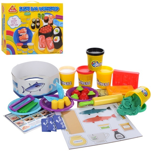 Тісто для ліплення 3201 суші, 5 кольорів (баноч. з кришками), аром., посуд, форм., інструм., кор., 3