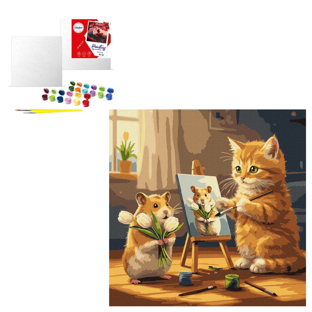 Набір для розпису по номерах "Кіт художник" 40х40см