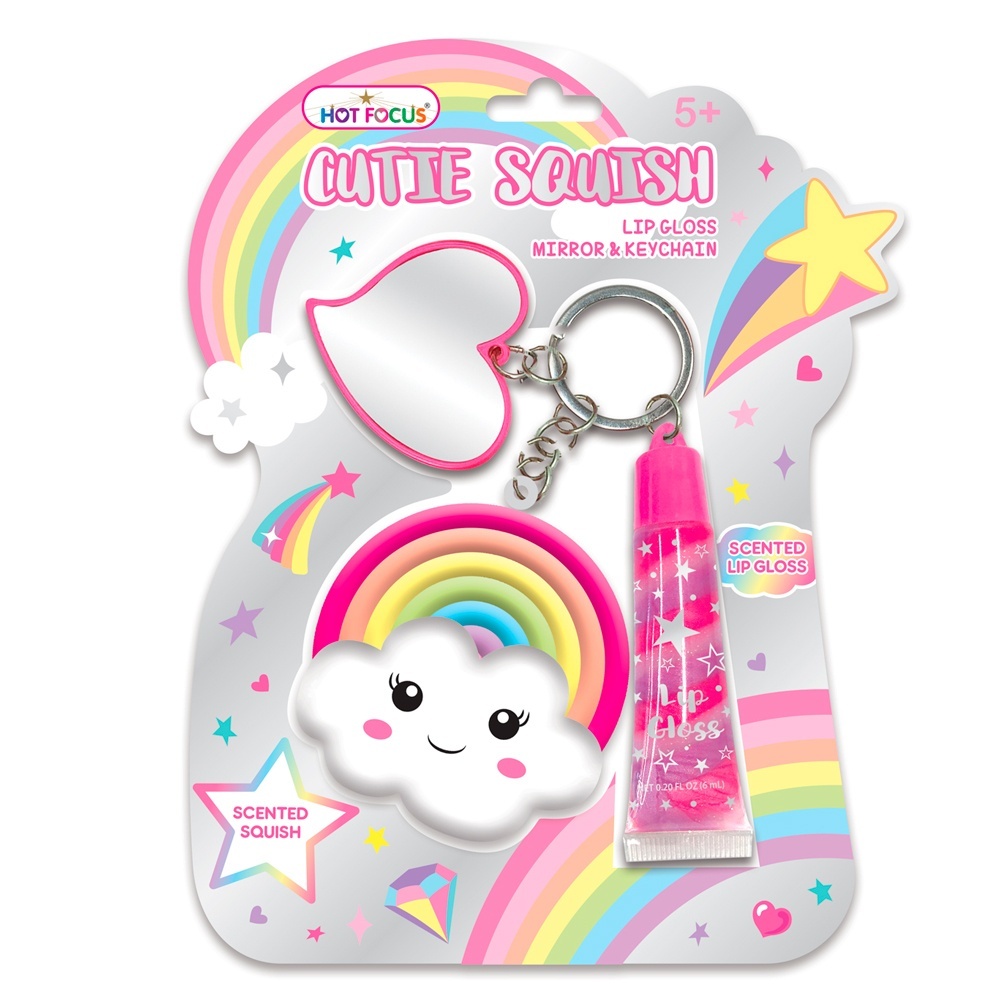 Брелок 092 RB  HOT FOCUS хмаринка-райдуга, блиск для губ, дзеркало, бліст.