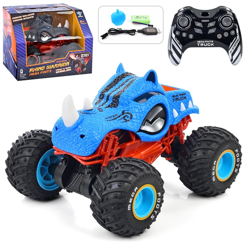 Машинка R-903-04S радіокер.2,4G,акум.,корпус-динозавр,пара/дим,360,гум.колеса,4х4,USB,2 кольори,кор.