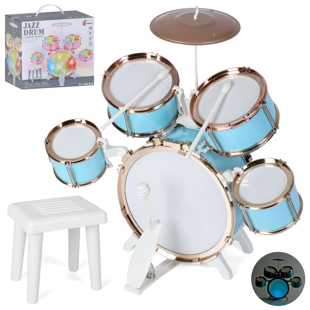 Барабан DXBL880-2 5шт., барабанна установка, стільчик, світло, бат., кор., 29,5-29,5-17 см.