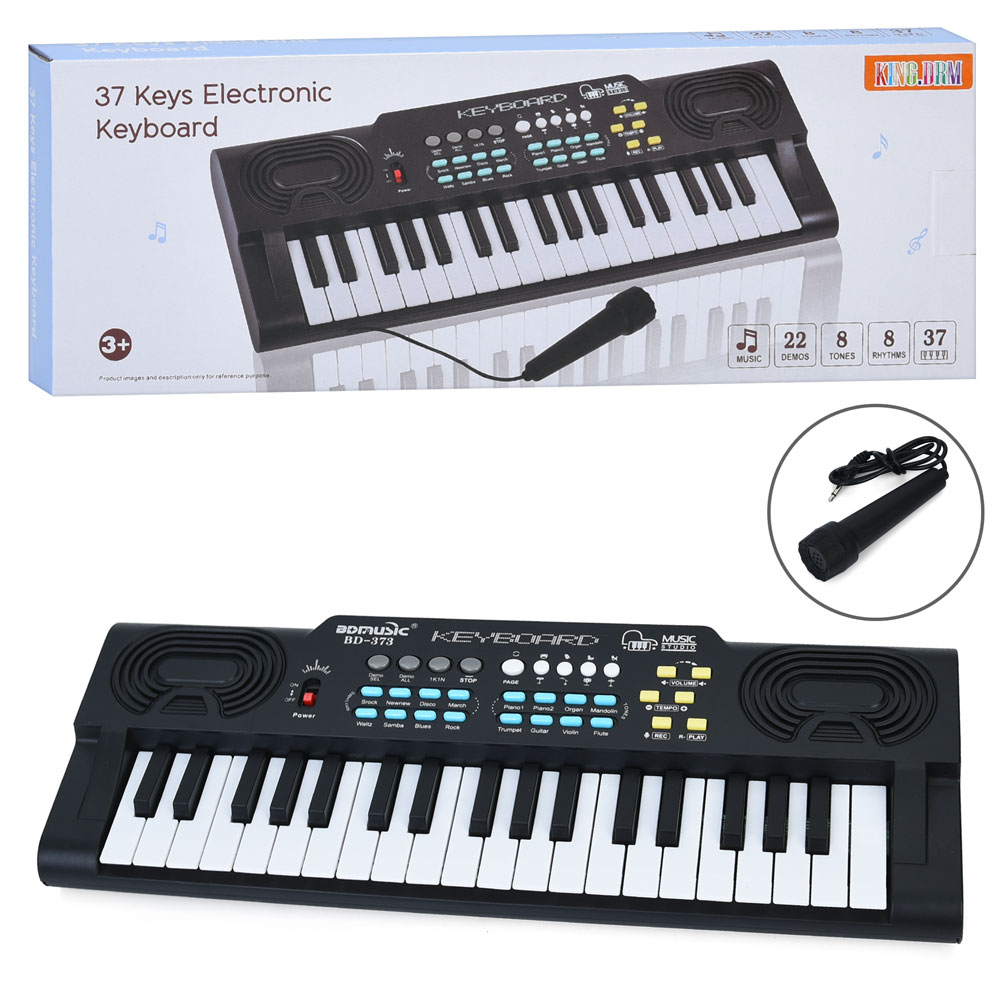 Синтезатор R669 37клавіш,42,5-16см,мікрофон,запис,демо,8тон, регулятор гучності, на бат.43,5-16-5см