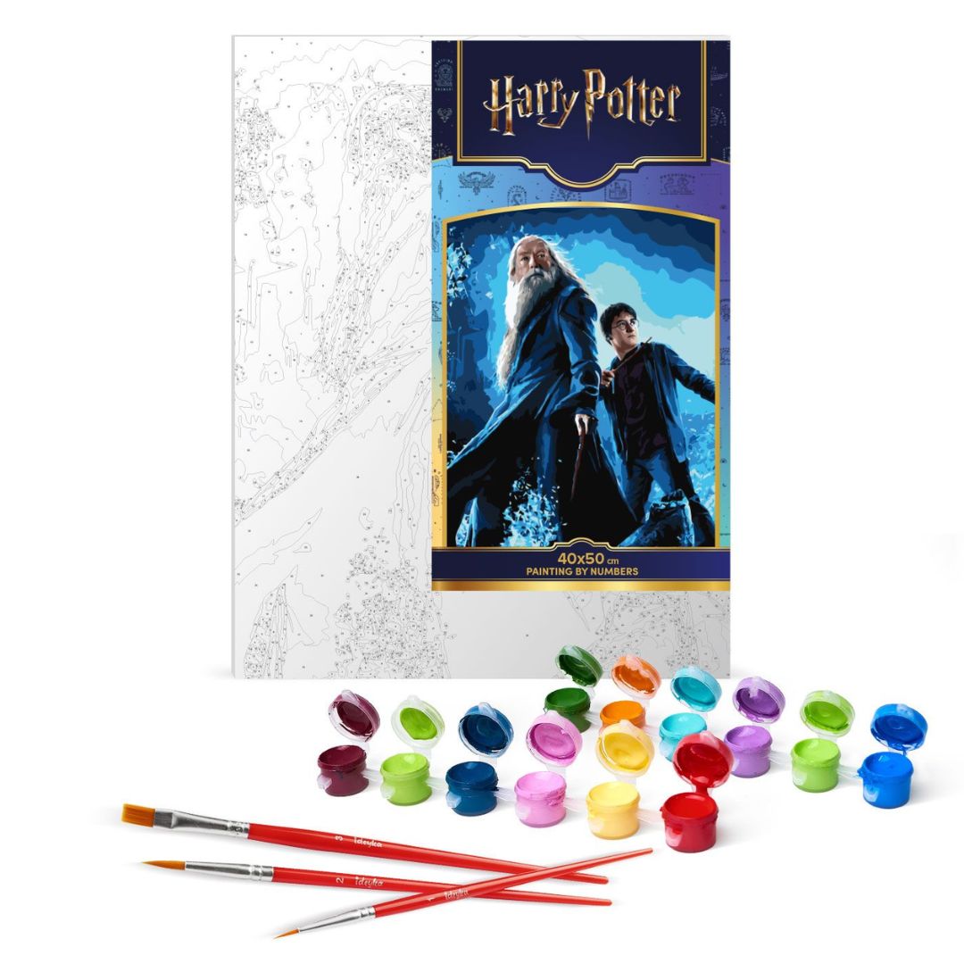 Картина за номерами WB "Harry Potter: Гаррі та Дамблдор з фарбами металік" 40х50см