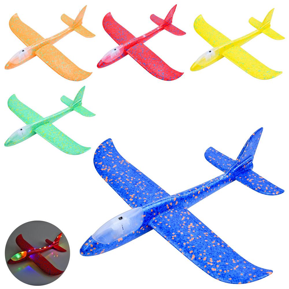 Літак FG231009003M пінопласт., мікс кольорів, світло (3 режими), бат. (табл.), кул., 12,5-47-4,5 см.
