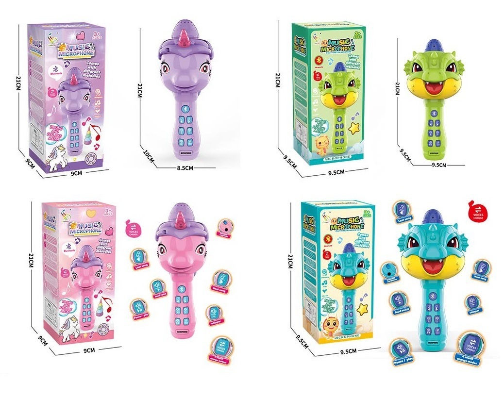 Мікрофон HD-822-824 акум., BТ, регулятор гучності,USB,2 види,2кольори,муз.,світло,бат.,9,5-21-9,5см.