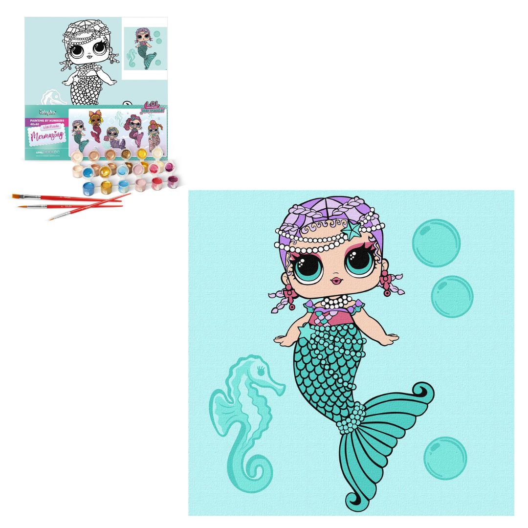 Набір для розпису по номерах для дітей "L.O.L. Surprise! Mermaids Merbaby" 40х40см