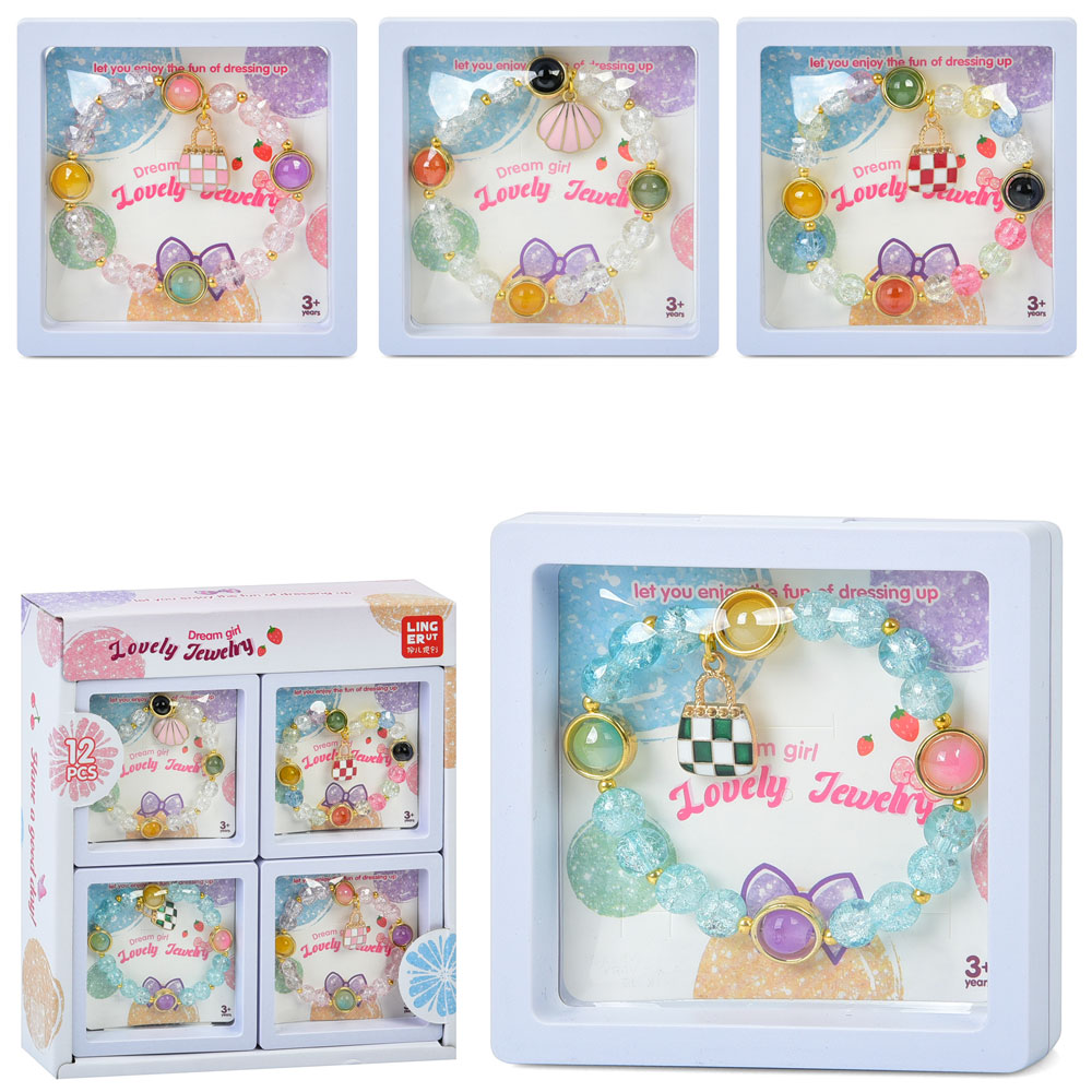 Браслет UT7001D10 намистини, кор., 12 шт. (4 види) в диспл., 19,5-22-6,5 см.