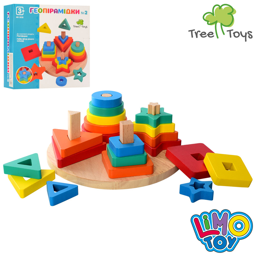 Дерев'яна іграшка Геометрика MD 2630 фігури 20шт., кор., 20-20-8см.
