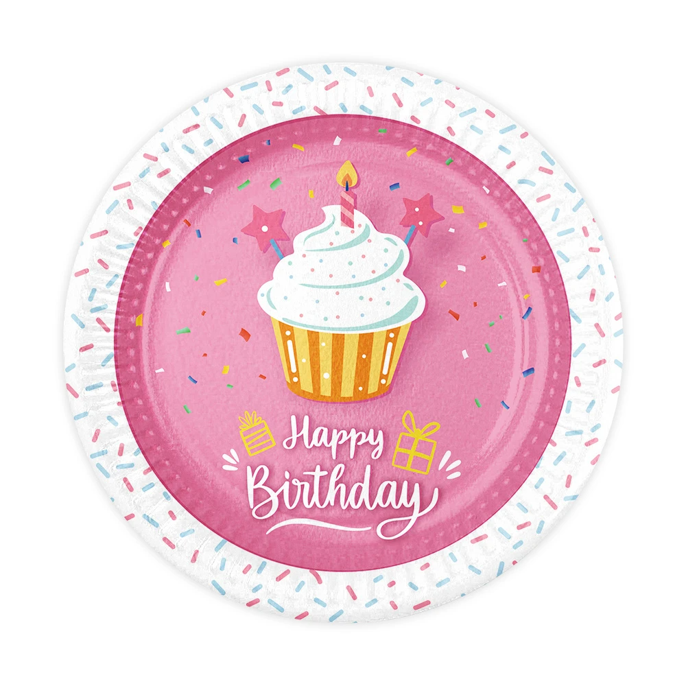 Набір тарілок "Happy Birthday" кексик 10 шт
