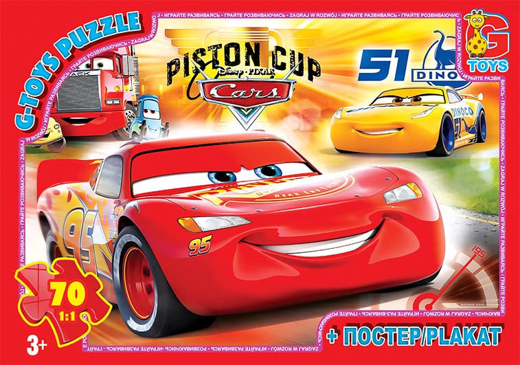 Z10189 Пазли ТМ "G-Toys" із серії "Тачки", 70 елементів