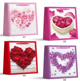 Пакет подарунковий DV-2122 L,"Квіткове серце" , 4 дизайни, 210 г, 31x40x12см