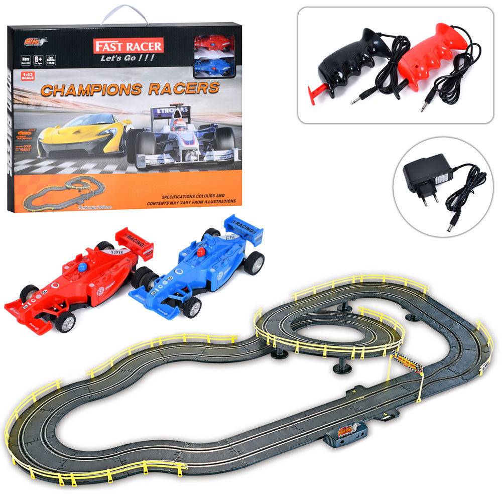 Трек 6606-B дист.кер.(на шнурі), 1:43, машинка 2шт., від мережі 220V, кор., 56-43,5-5,5 см.