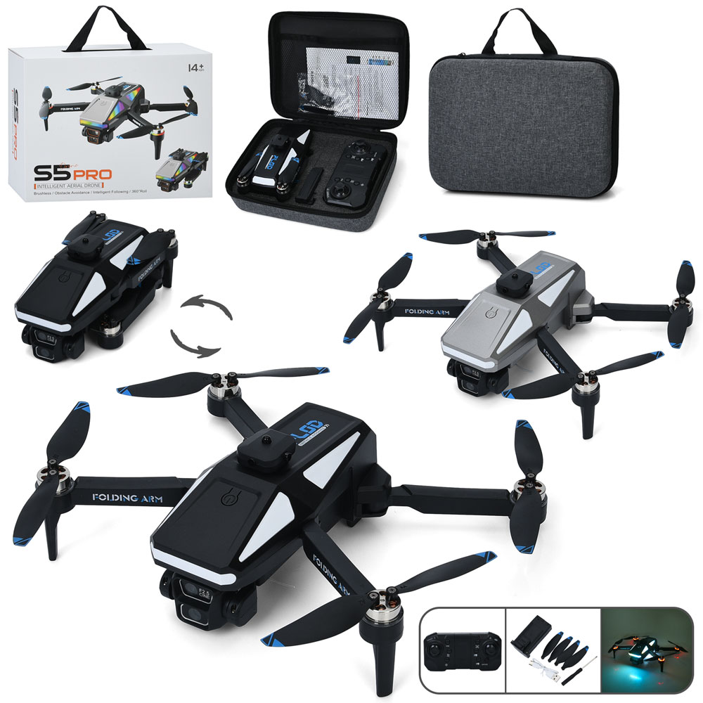 Квадрокоптер S5 радіокер.,2,4G,акум.,камера,складний,Wi-Fi,USB,запасні лопасті,2кольори,світло,чохол