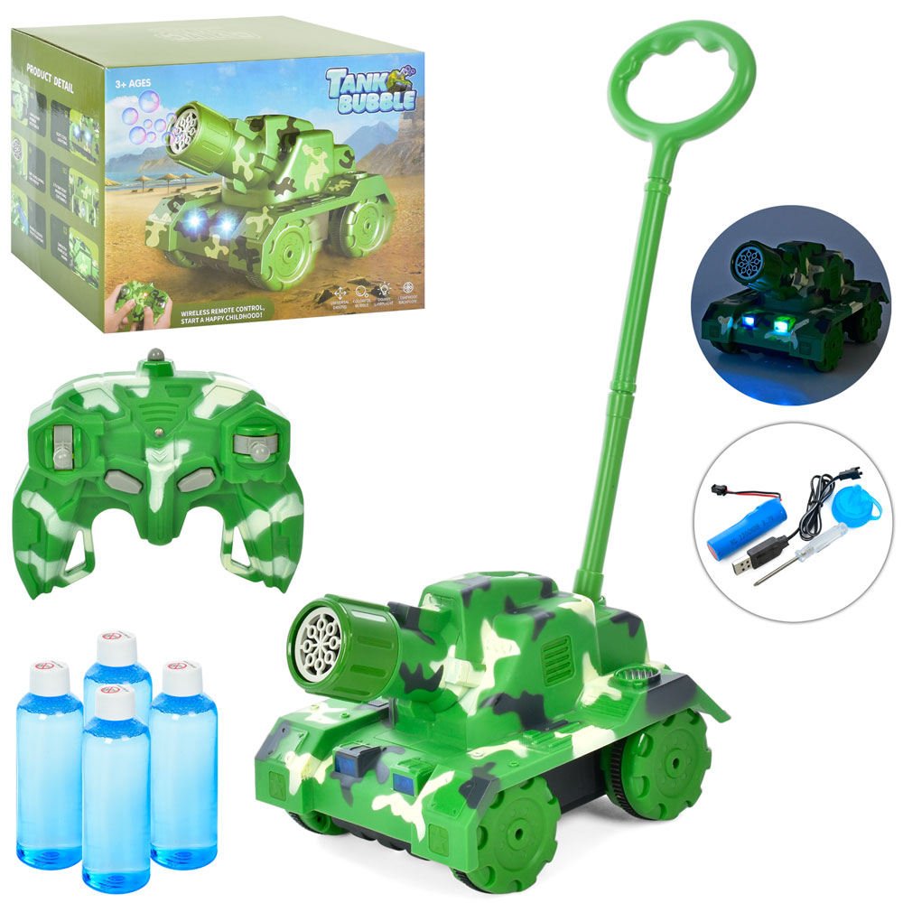 Мильна гра LS20319 радіокер., танк-каталка, пускає бульбашки, акум., USB, світло, кор., 32-24-20 см.