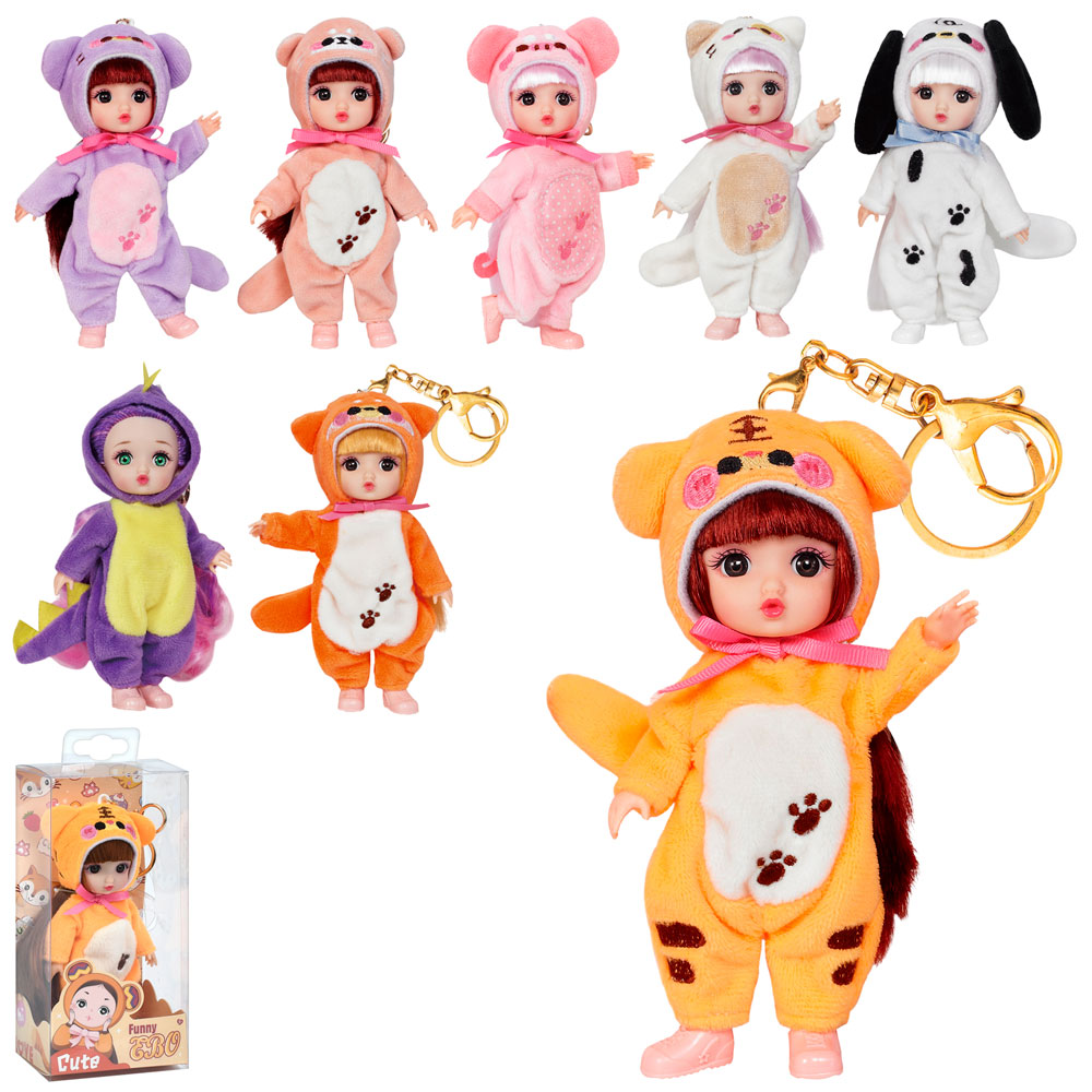 Лялька DH2296AB 16см, шарнірна, вбрання-тварини, 8 видів, в кор-ці, 9-19-6,5см