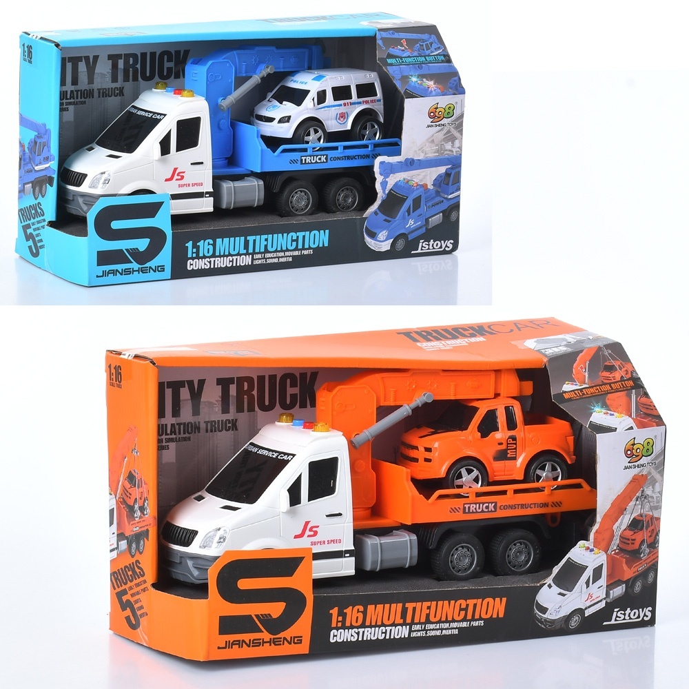 Евакуатор JS136-JS136A інерц., 1:16, 2 види, муз., світло, бат., кор., 33-17,5-13 см.