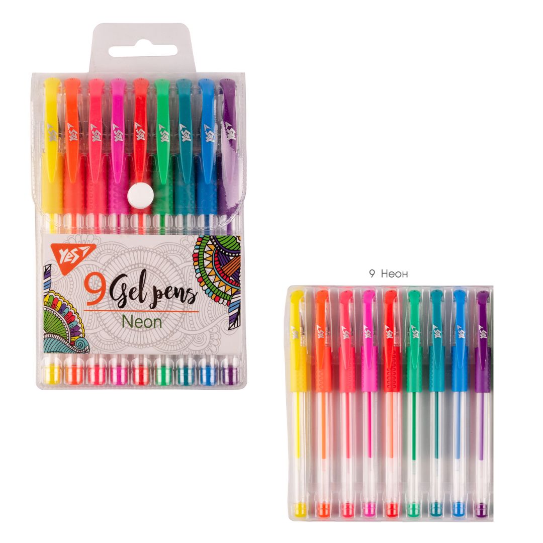 Набір гелевих ручок YES "Neon" 9 шт.