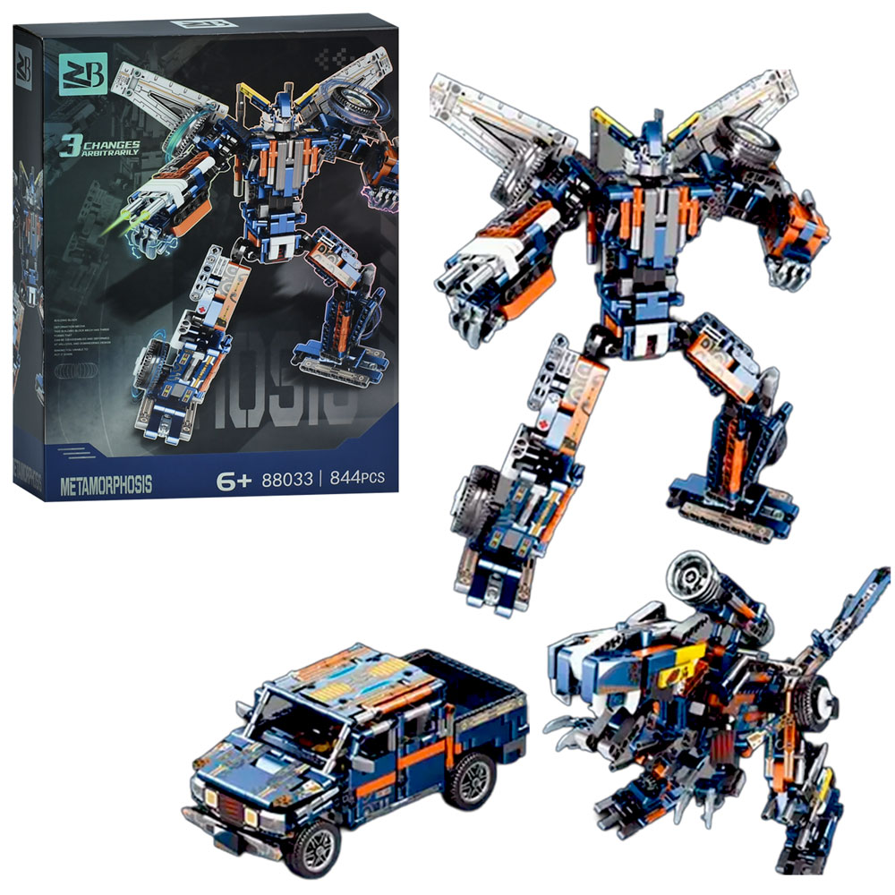 Конструктор 88033A 3в1(робот, динозавр, машина), 844 дет., кор., 29,5-40,5-9,5 см.