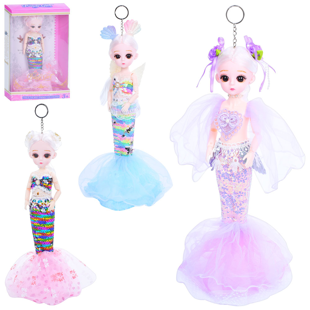 Лялька FG231104016P русалка, шарнірна, хвіст паєтки, мікс видів, кор., 23-30-7 см.