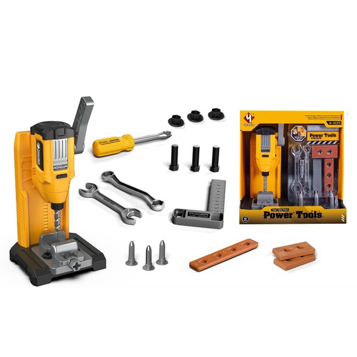 Набір інструментів T038 дриль на стійці,вертик.дриль,викрутка гайк.ключі,болти,муз.,світло,бат.,кор.