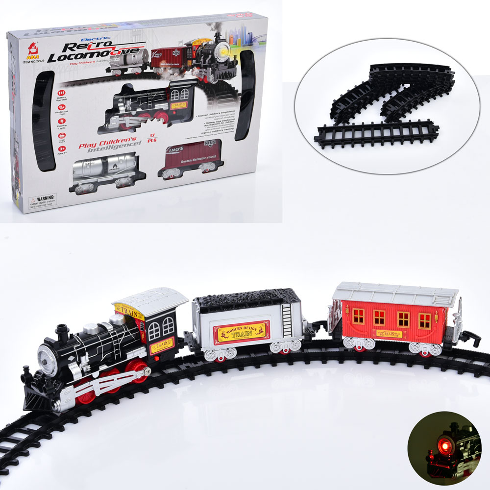 Залізниця 22929AB локомотив, 2 вагони, 17 дет., 2 види, муз., світло, бат., кор., 40,5-26-5,5 см.