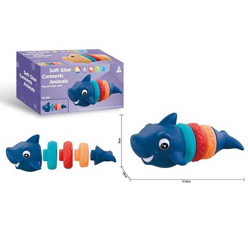 Фотография 1 товарной позиции интернет-магазина детских игрушек www.smarttoys.com.ua Сенсорна тваринка 1166 / 67/68 (108) акула, 5 текстурних елементів, в коробці