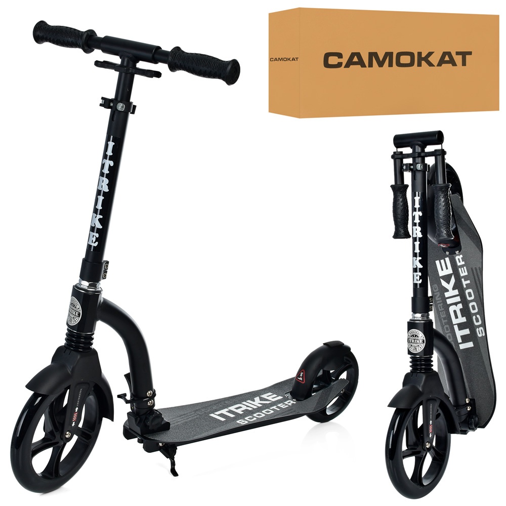 Самокат SR 2-035-2 дорос.,алюм,кол2штПУ230-180мм,кермо81/95см,підн.55/33-13см,підставка,чорний.