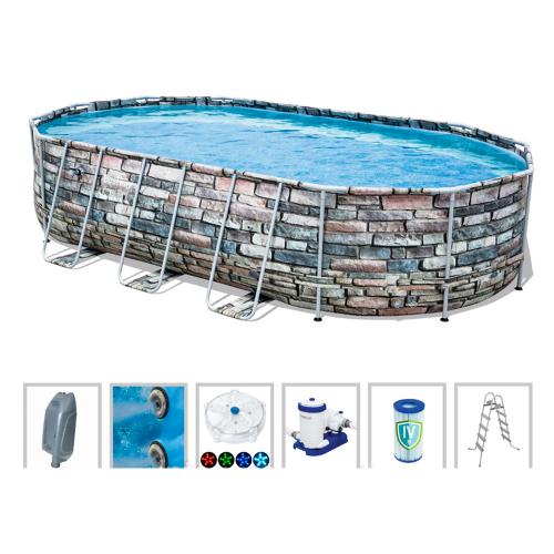 Басейн каркасний BW 56719 овальний, фільтр-насос, сходи, світлодіодне підсвічування, 610-366-122 см.