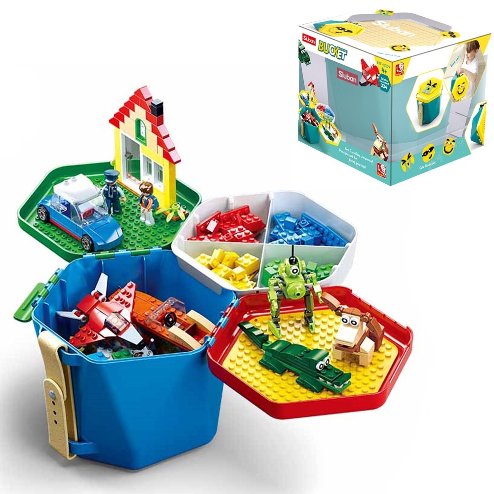 Конструктор SLUBAN M38-B0829 "Bucket": Набір деталей в блакитному боксі, 334 дет.