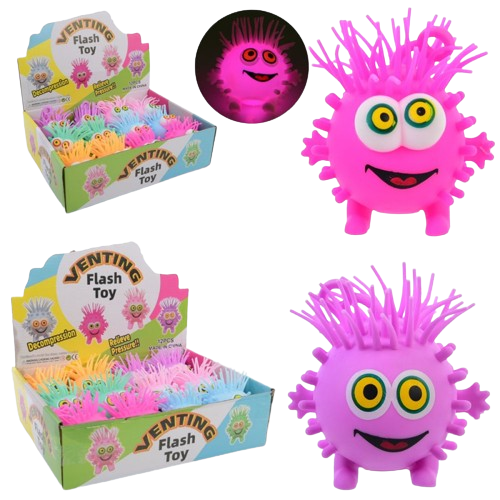 Фігурка TD202349-50 монстр, Ї-їжачок,антистрес,довга ручка, світло,бат.(табл),2 види,12шт.в дисп.,28