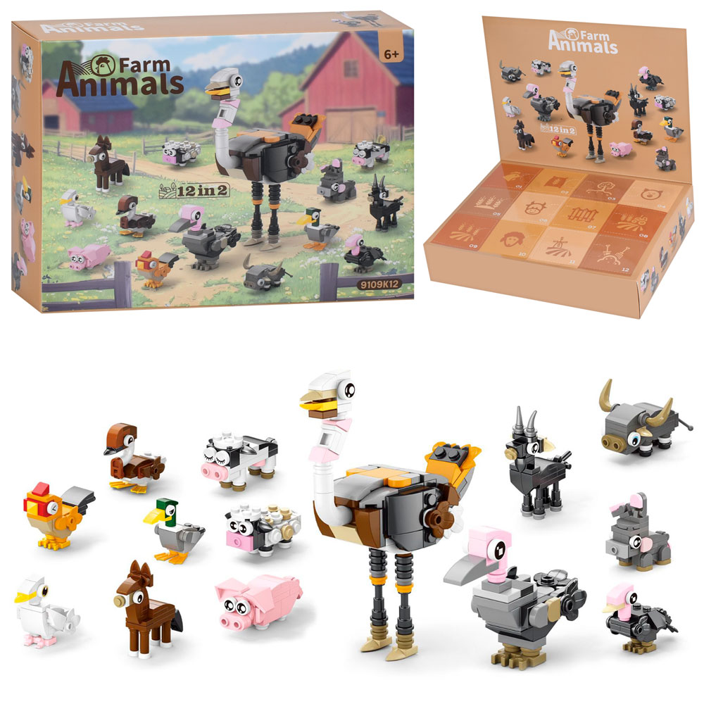 Конструктор 9109K12 домашня тварина 2в1,адвент-календар,набір дом.тварин,12в2, в кор.,.24,5-18,5-5см