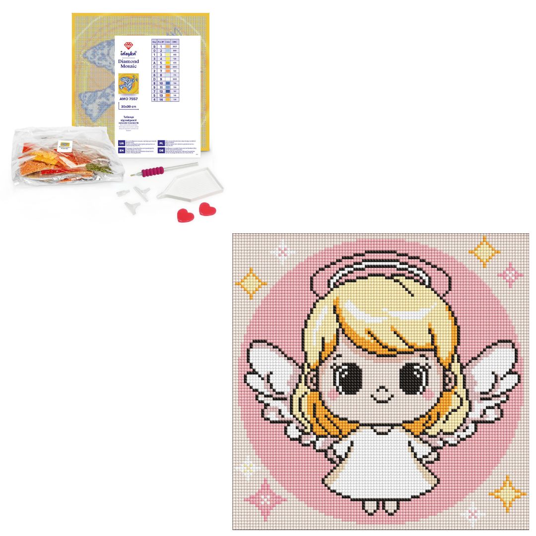 Набір з алмазною мозаїкою для дітей "Святе янголятко" 30х30см