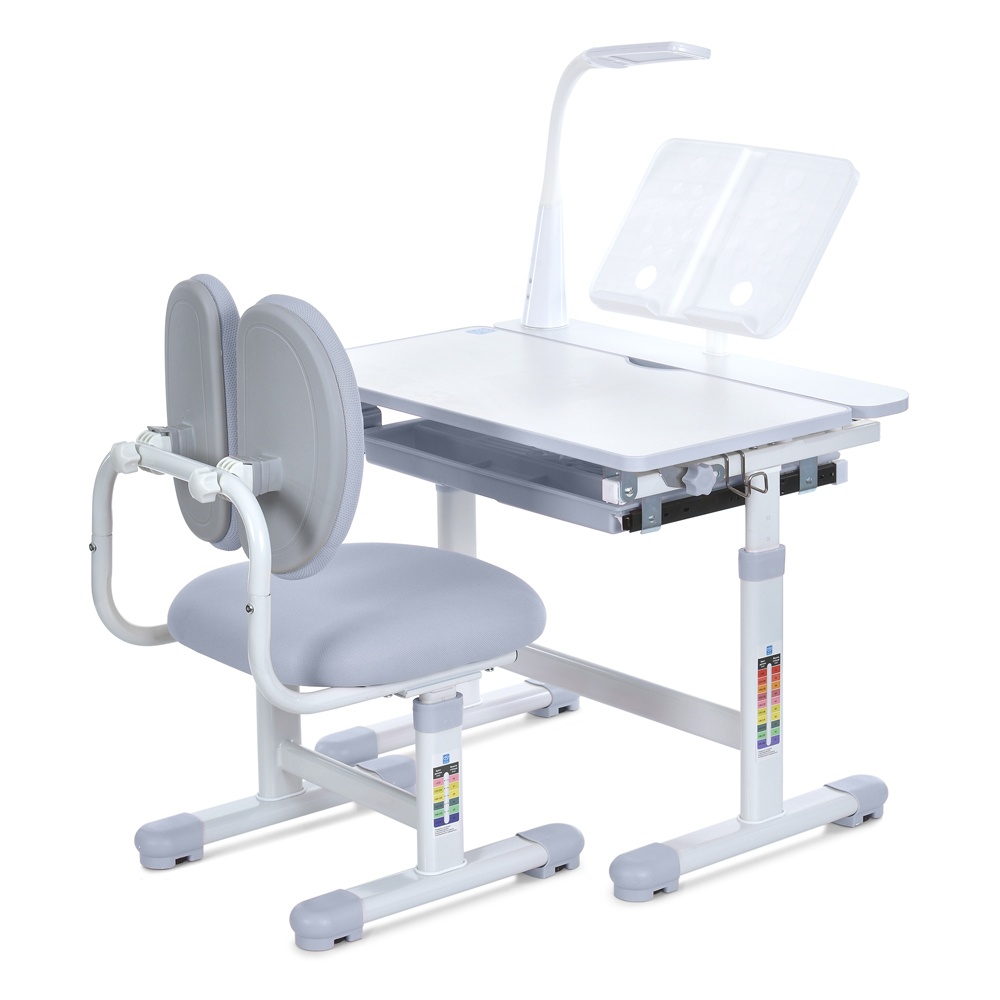 Парта M 6136-11 регул.висота, підставка для книги, лампа, сірий