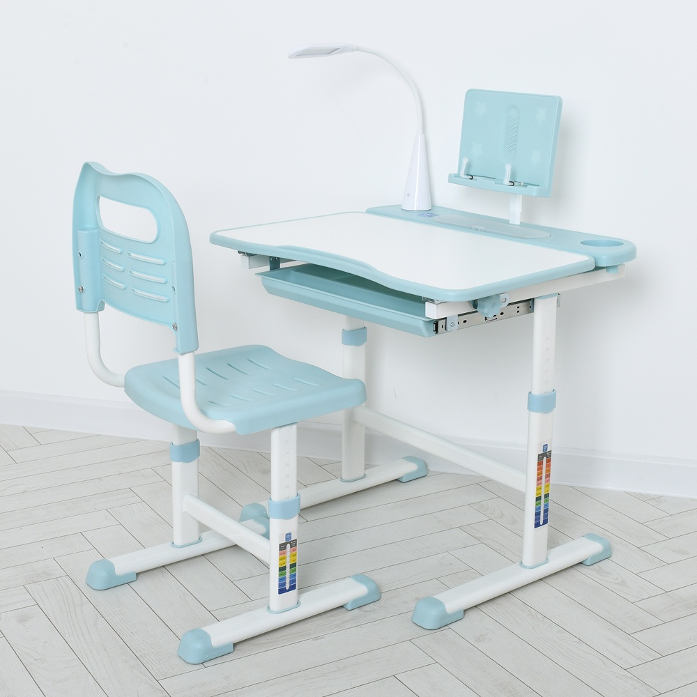 Парта M 4428-12 регул. висота, підставка для книги, лампа, блакитний.