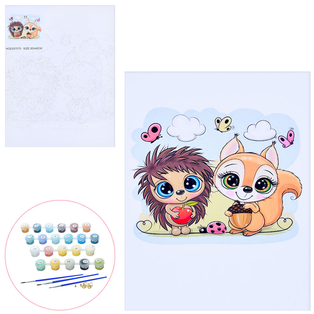 Набір для творчості MK 5340 картина за номерами, 30-40см, Звірята, кул., 30-40-2см.