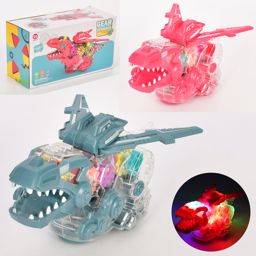 Динозавр HJ688 їздить, шестерні рухаються, 2 колоьри, муз., світло, бат., кор., 23-12,5-10 см.