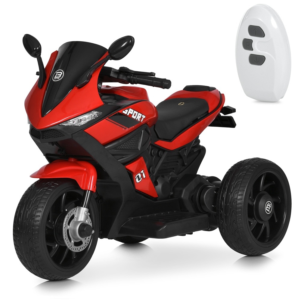 Мотоцикл M 4454ELR-3 радіокер.1акум6V5AH, 2мотора35W, муз, світло, шкіра,колеса EVA, TF, червоний