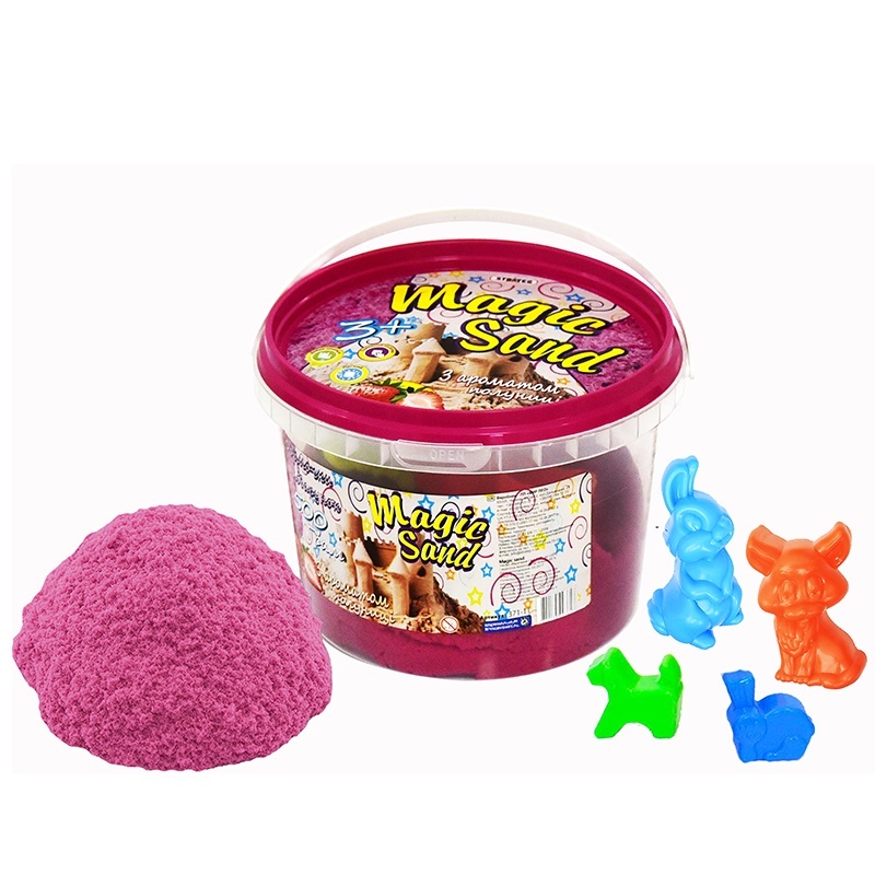 Magic sand рожевого кольору, з ароматом полуниці, у відрі 0,500 кг