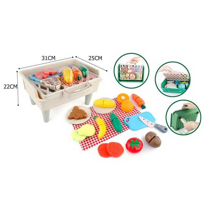 Фотография 1 товарной позиции интернет-магазина детских игрушек www.smarttoys.com.ua Барбекю 2026 ED-E (36) овочі, фрукти, на липучках, посуд, ніж, скатертина, мангал, у валізі