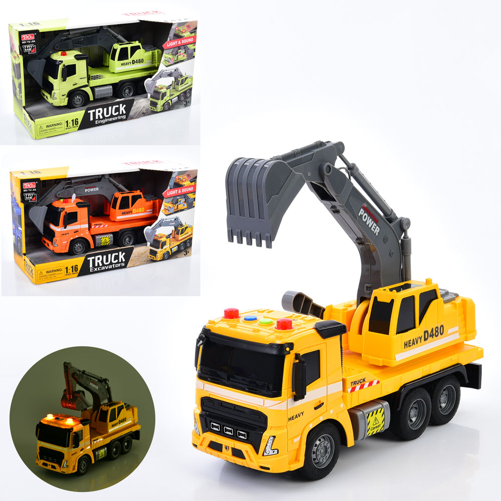 Будтехнiка A1110-4-14-24 екскаватор,1:16,інерц.,рух.деталі,3 кольори,муз.,світло,бат.,кор.,32,5-17,5