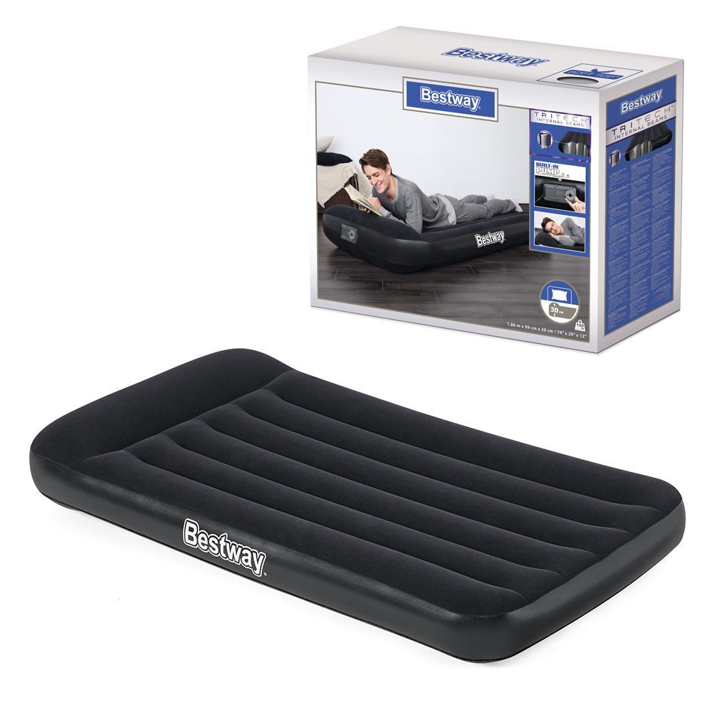 Велюр лiжко BW  67556  вбудований ел.насос, сумка, ремкомплект, чорний, кор.,188-99-30 см.
